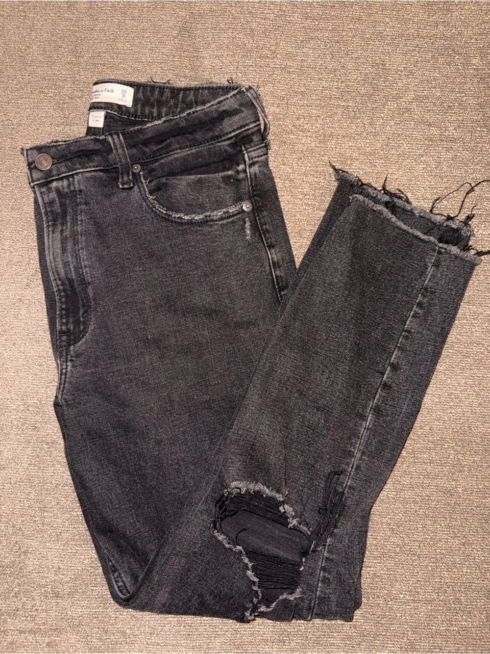 Abercrombie Women’s High-Rise Distressed Skinny Black Jeans